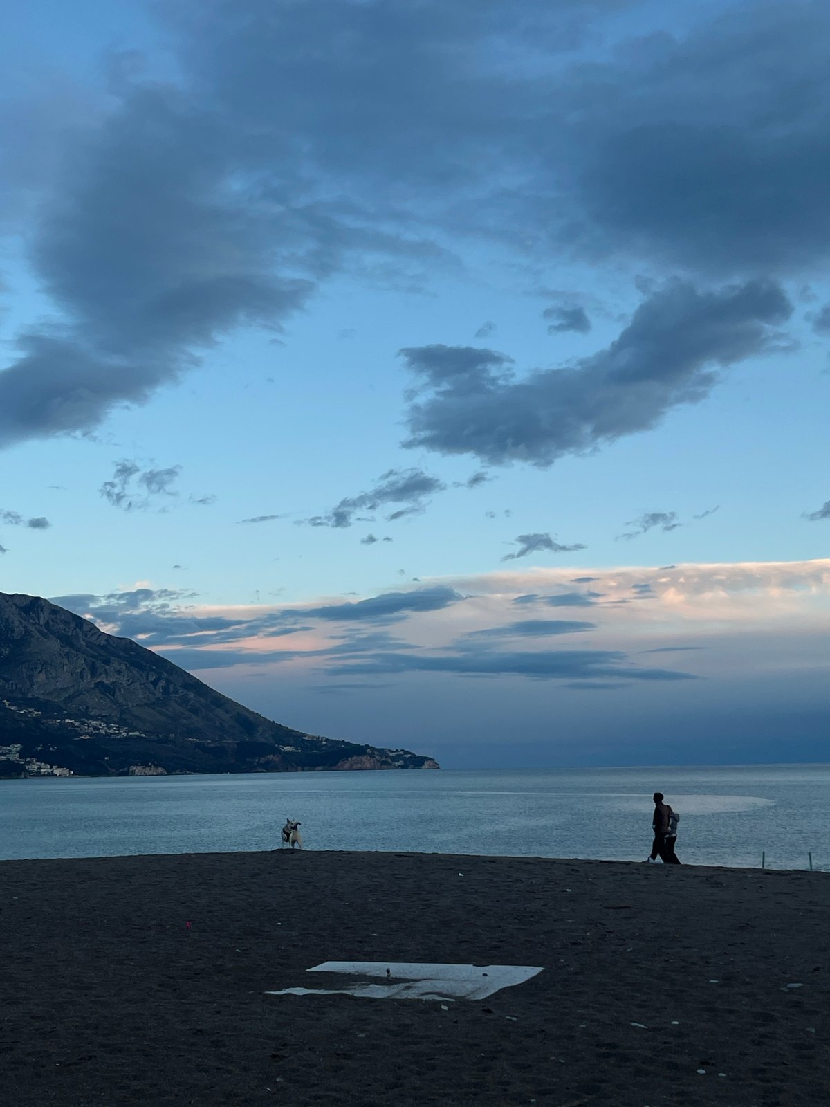 Twilight skies photographed over coastal Bečići, Montenegro