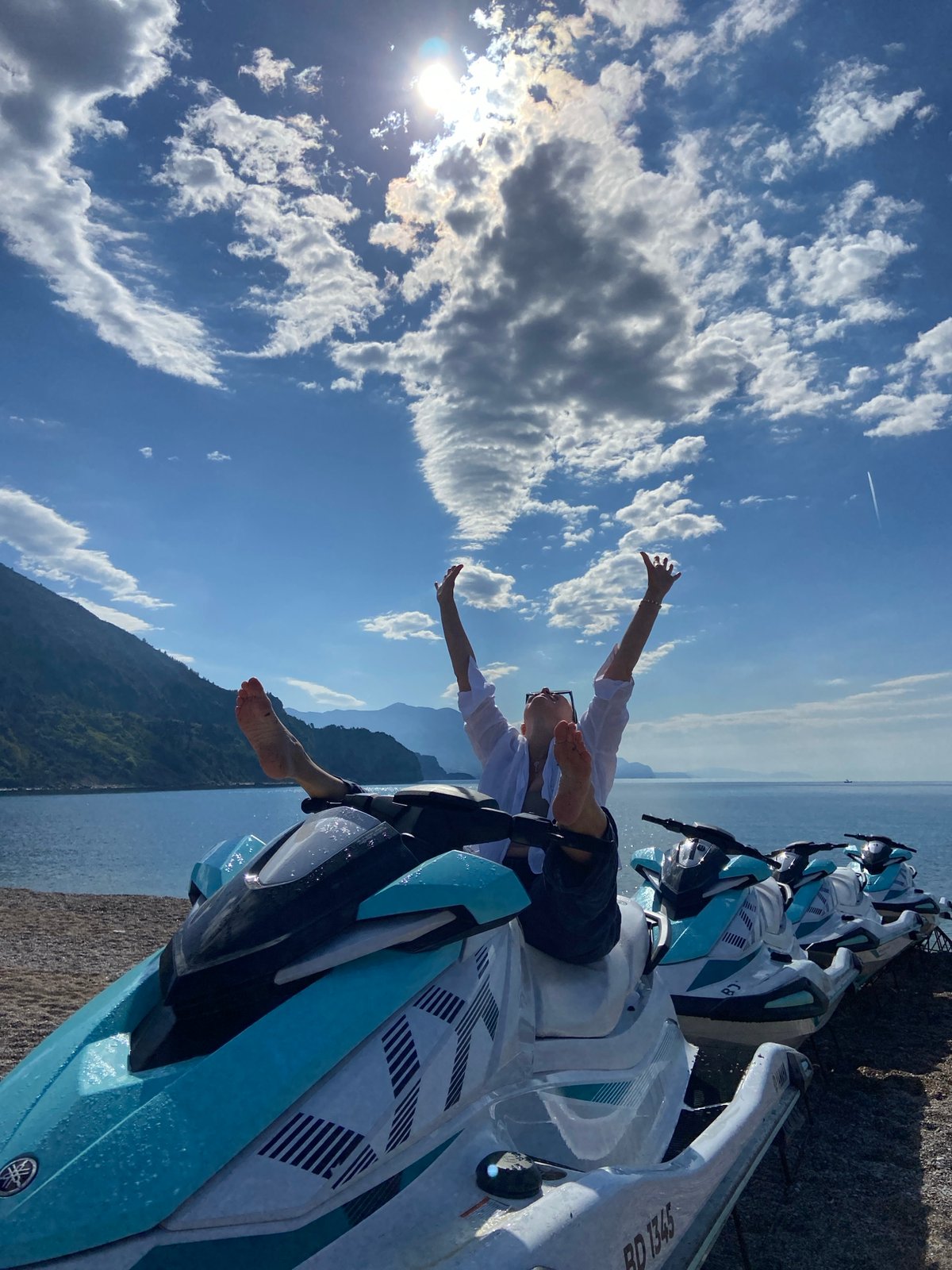 Jet ski activity observed on Prijevor beach, Montenegro morning