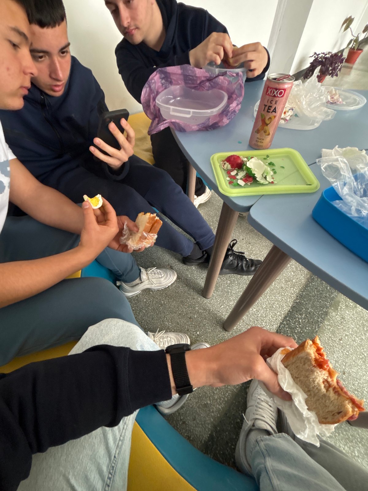 Bulgarian students documented during typical school day activities