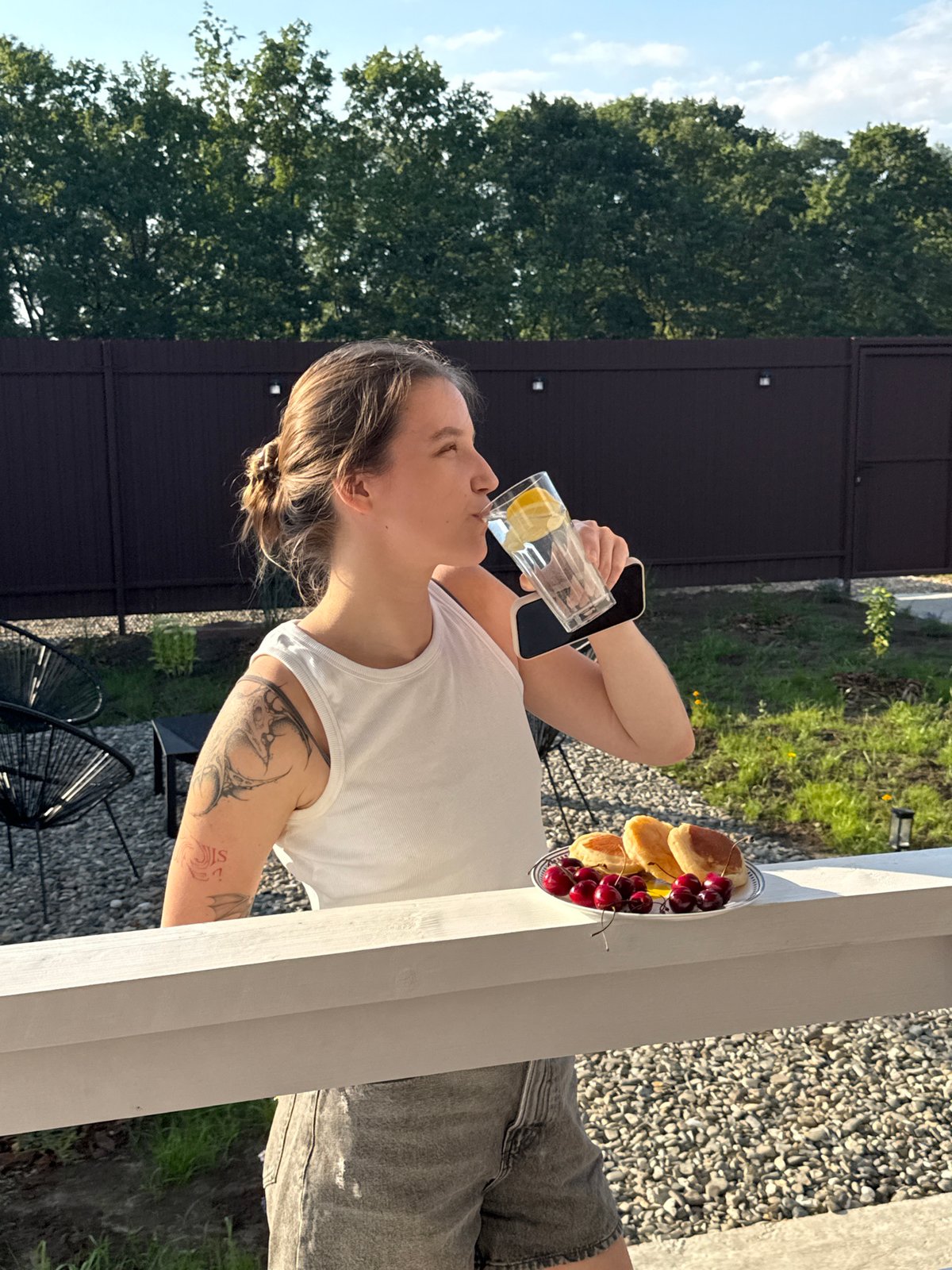 Summer afternoon on a Russian porch: pancakes, cherries, and slow hours