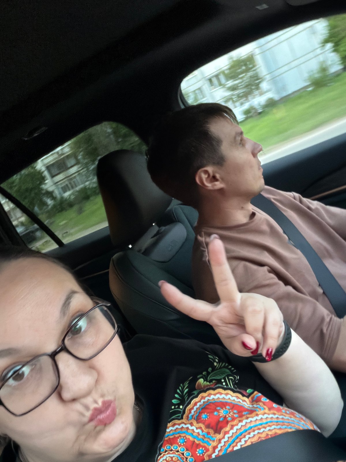 Two people captured in car selfie in Chaikovsky