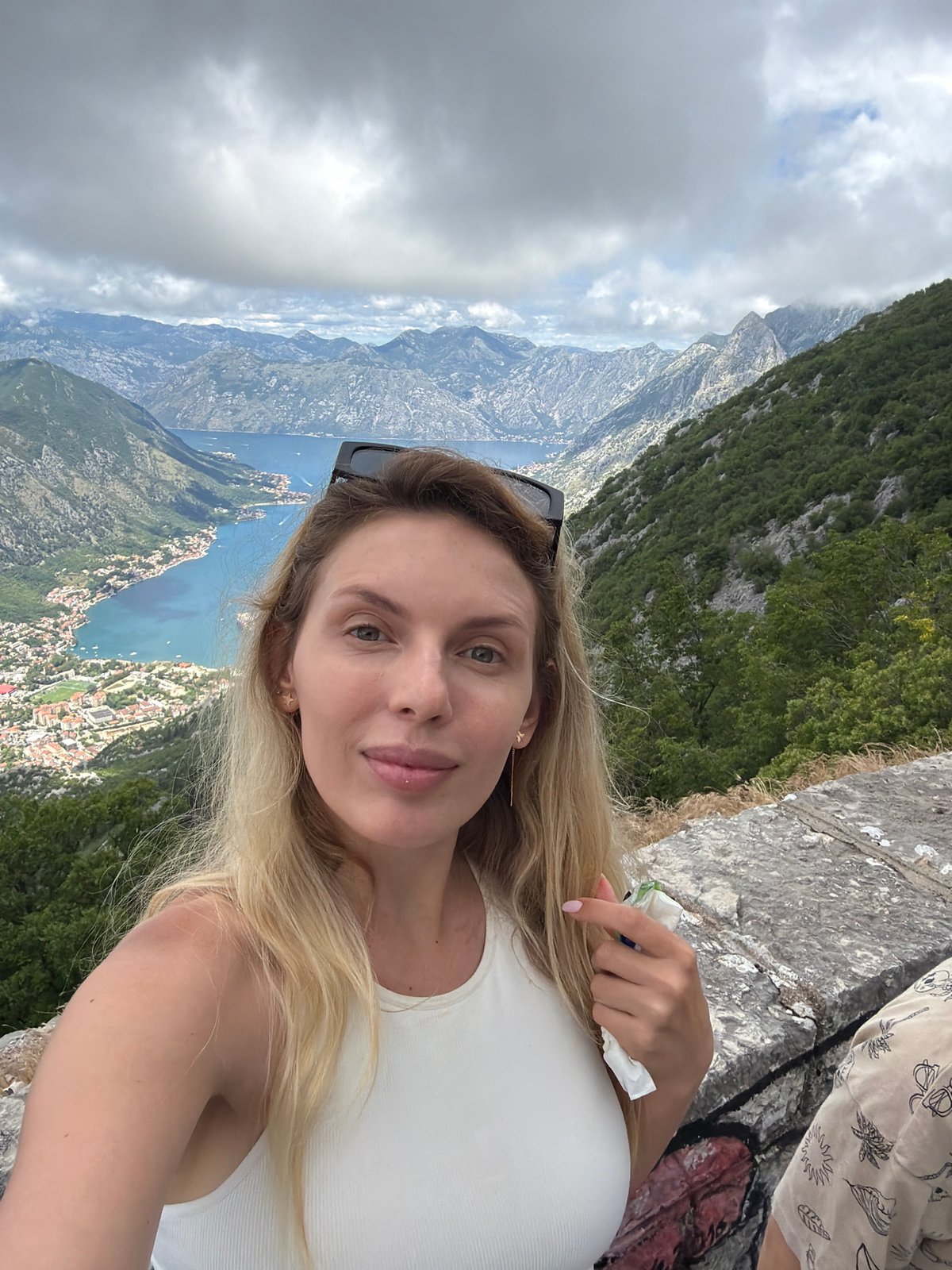 Tourist Documents Bay of Kotor Visit with Selfies, Scenic Views