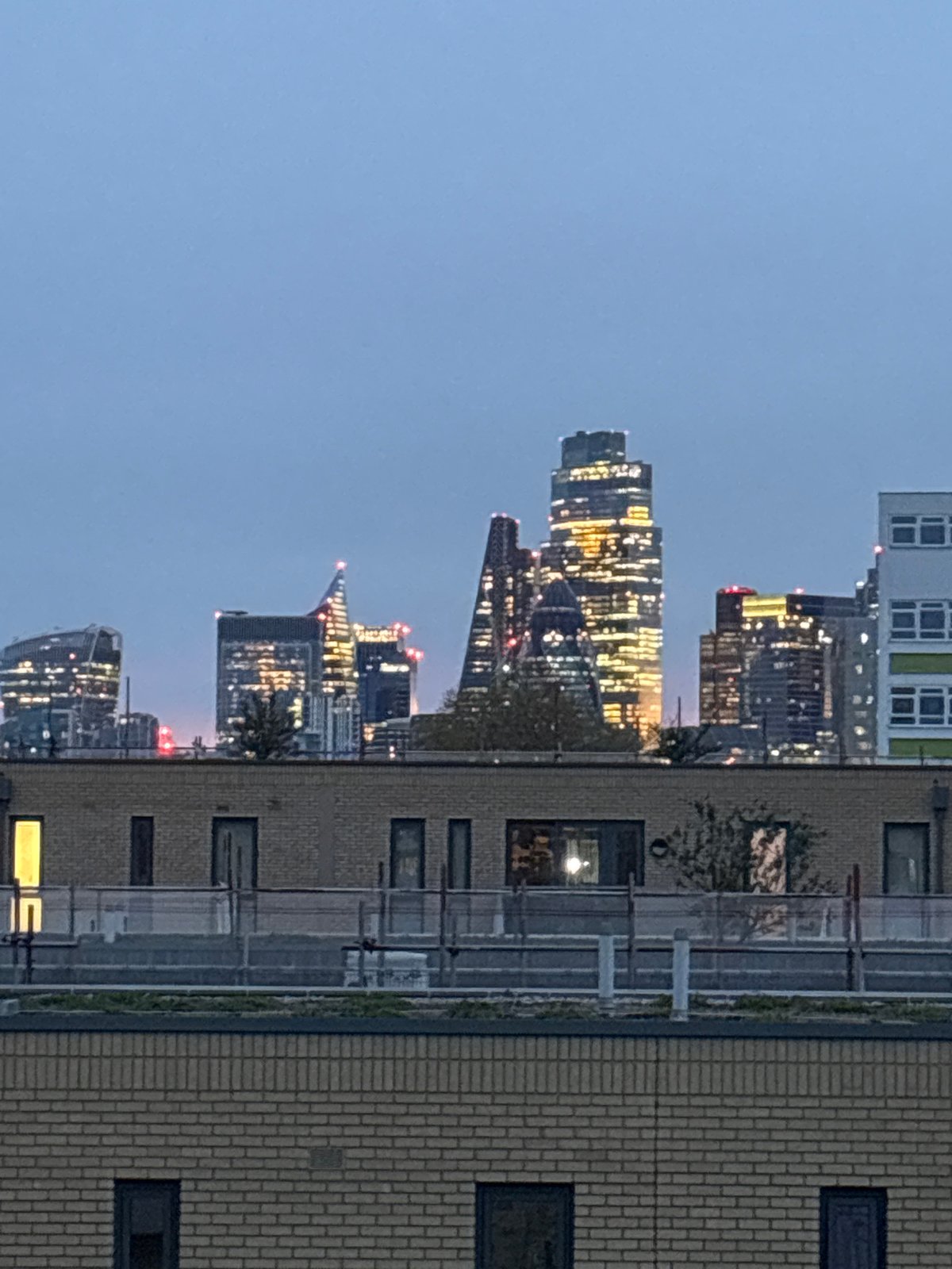 London sunset captured over skyline and construction site