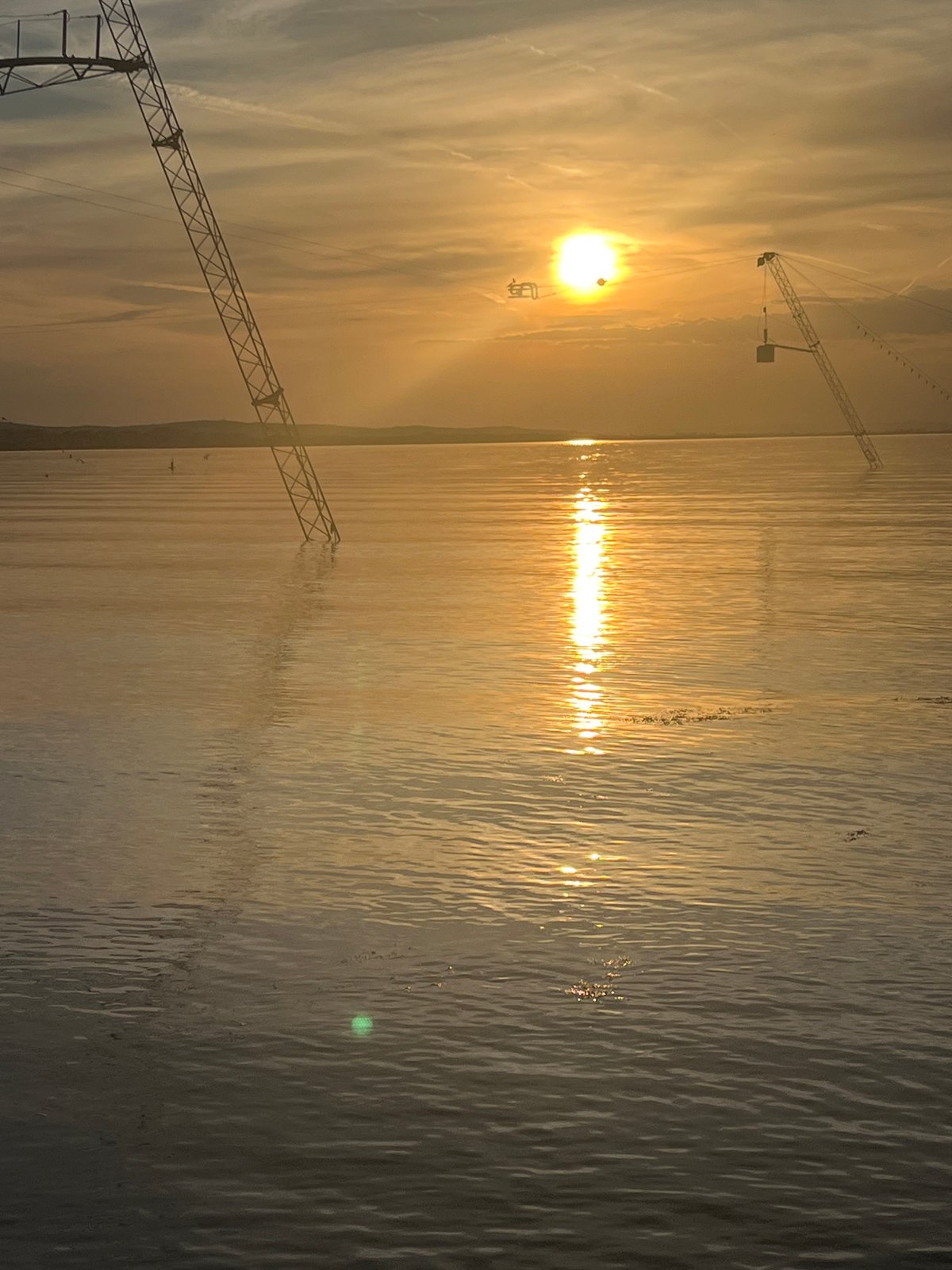 Sunset observed over Black Sea coast near Burgas, Bulgaria