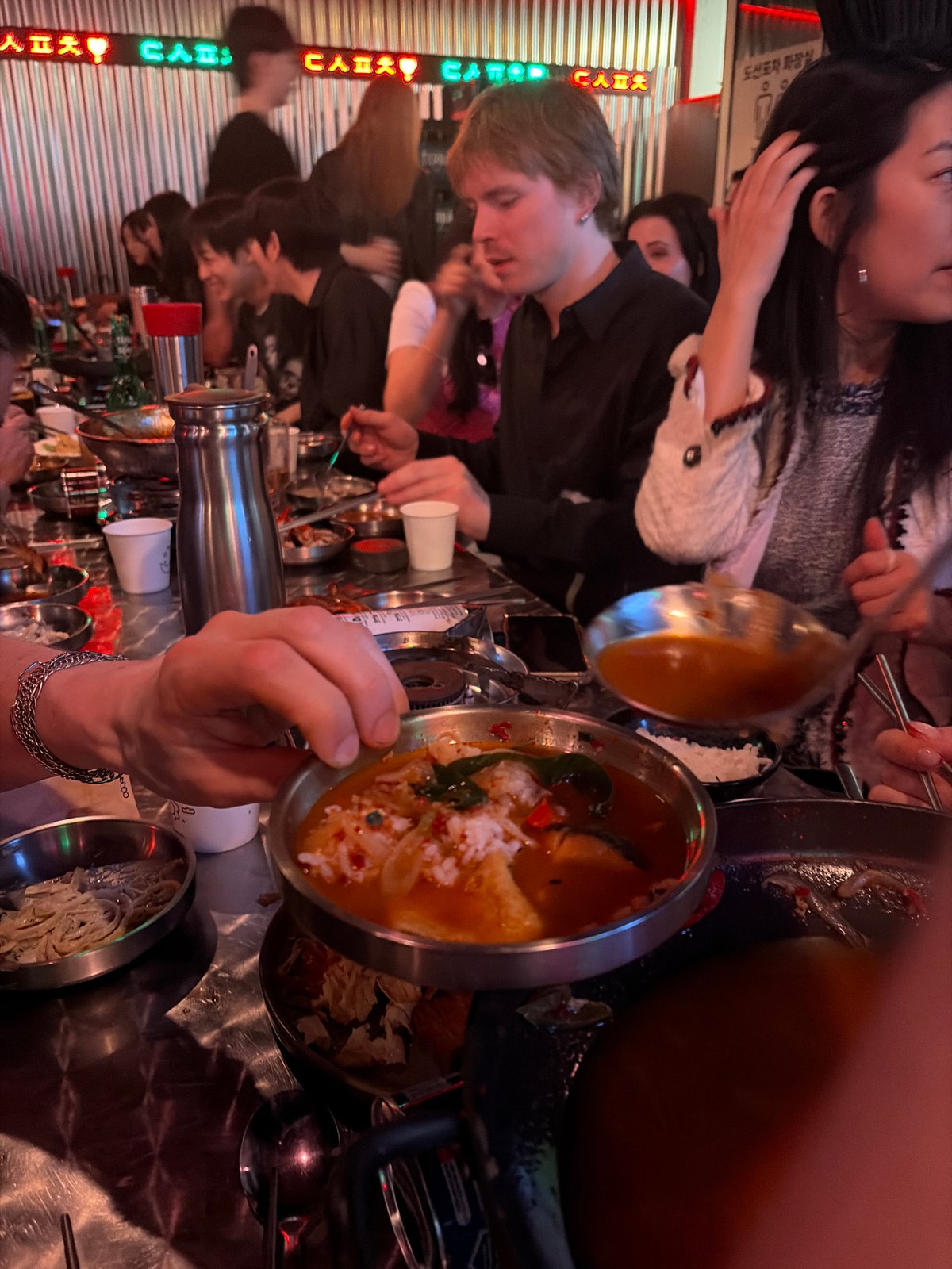 Diners share meal at Korean restaurant in Seoul
