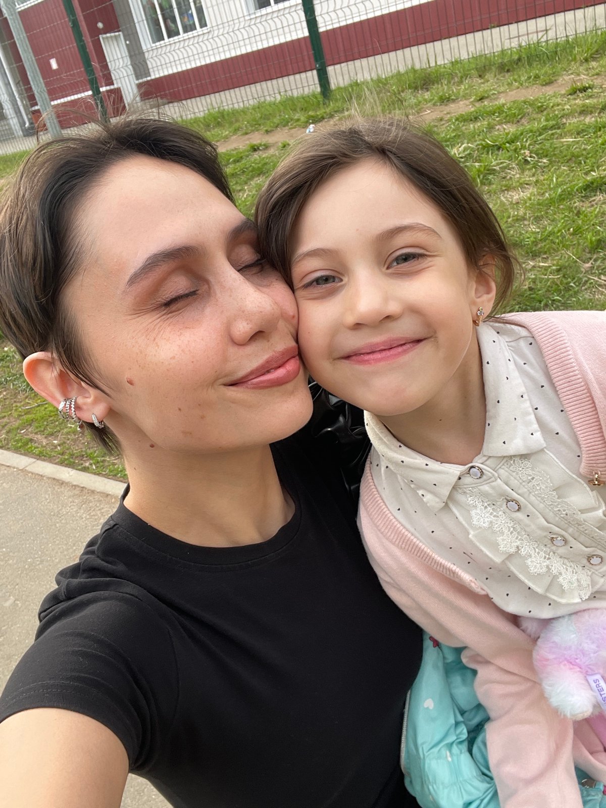 Mother and daughter enjoy quiet park moments in Izhevsk