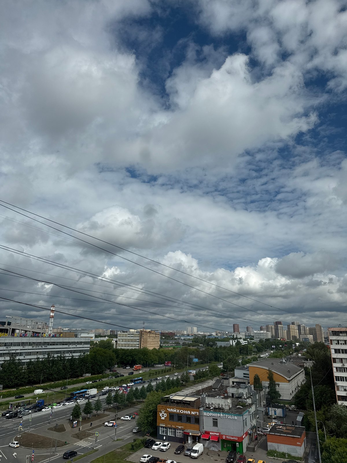 Stormy Moscow morning, seen from inside and above