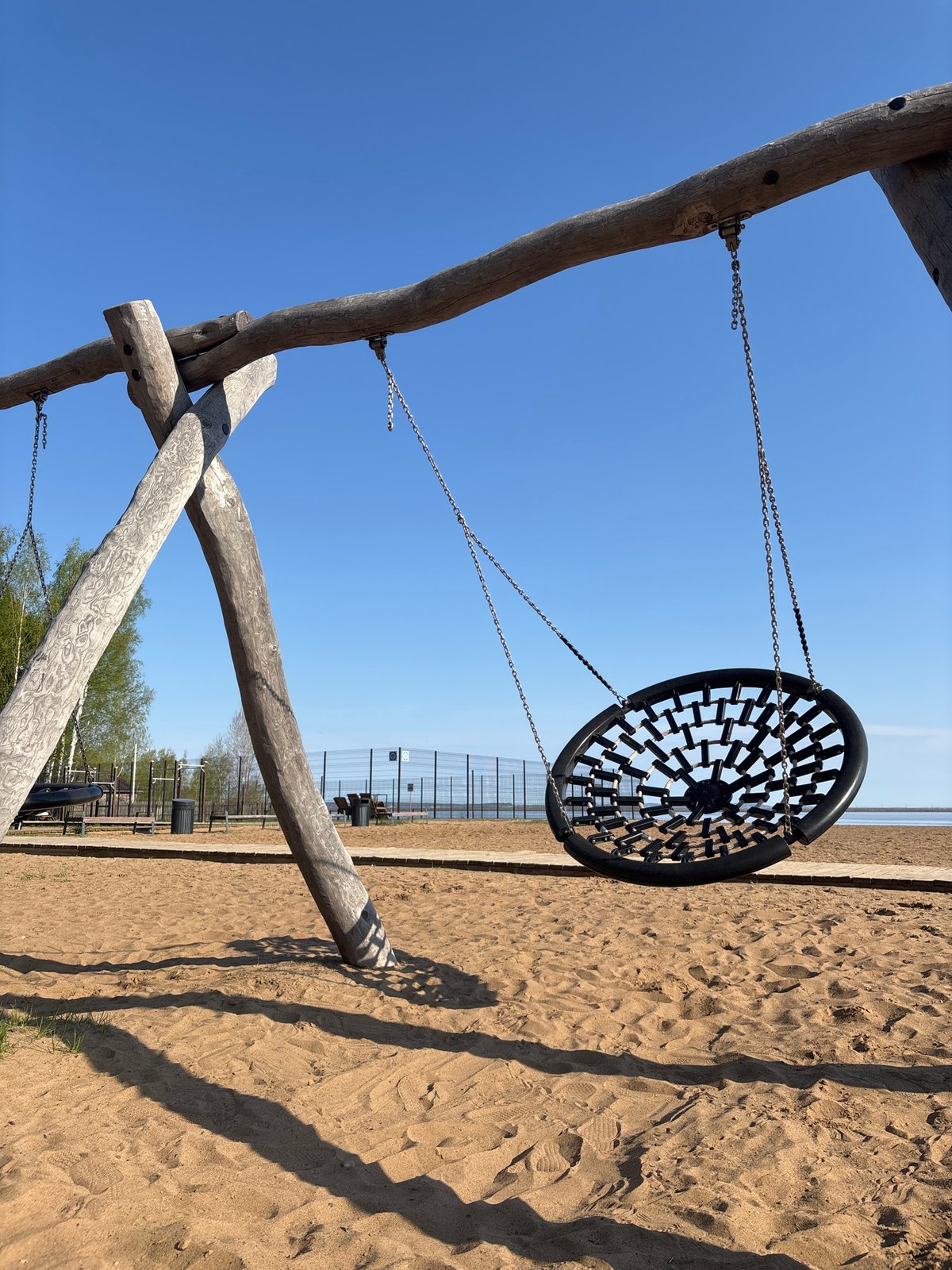 Morning beach playground visit documented in Chaikovsky, Russia