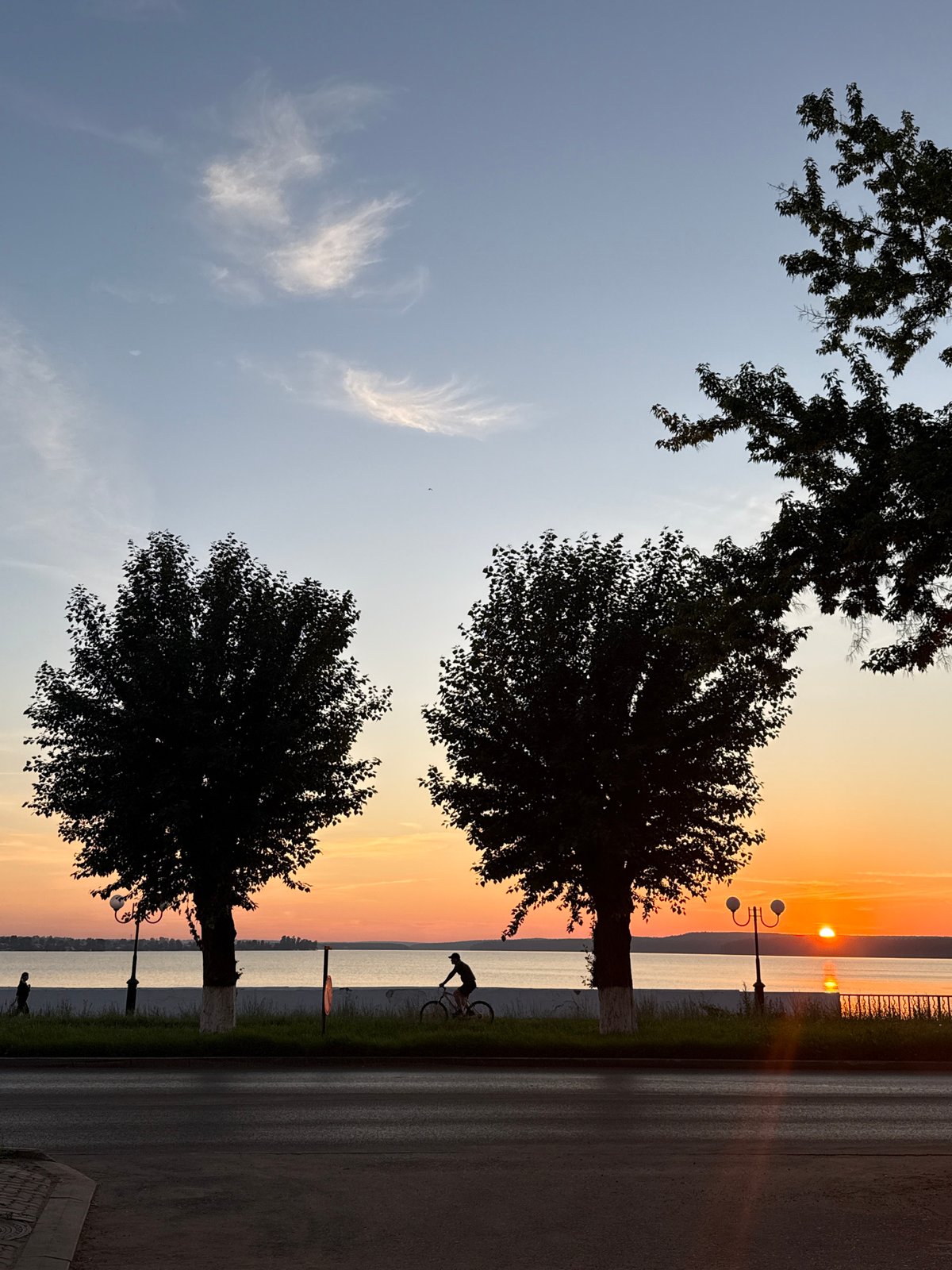 Sunset along the Votkinsk Reservoir promenade, July 2026