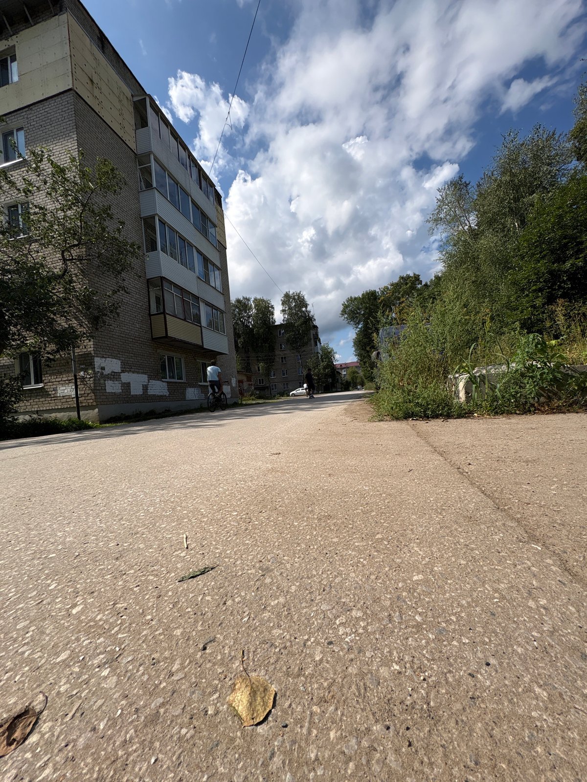 Quiet summer morning across Krasnokamsk streets and homes
