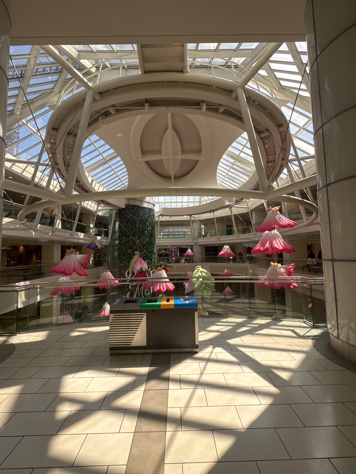 Shopper documents floral display at Burnaby mall atrium