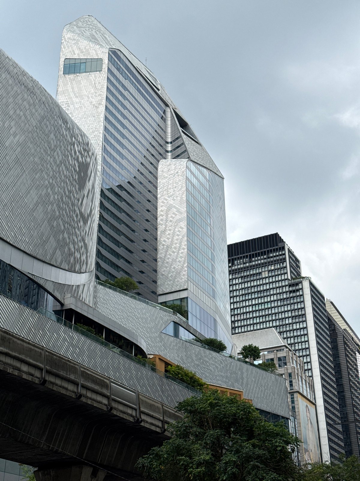 Modern futuristic buildings documented in Bangkok district