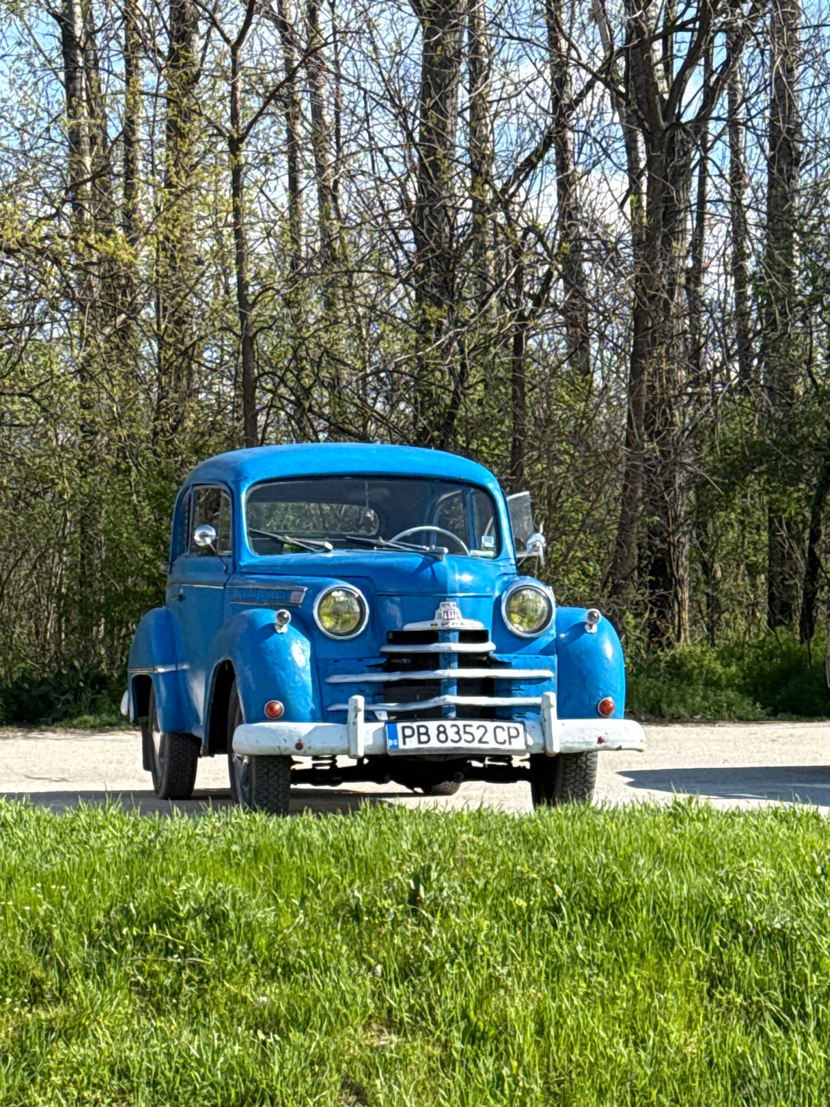 Vintage car spotted near pedestrian paths in Plovdiv