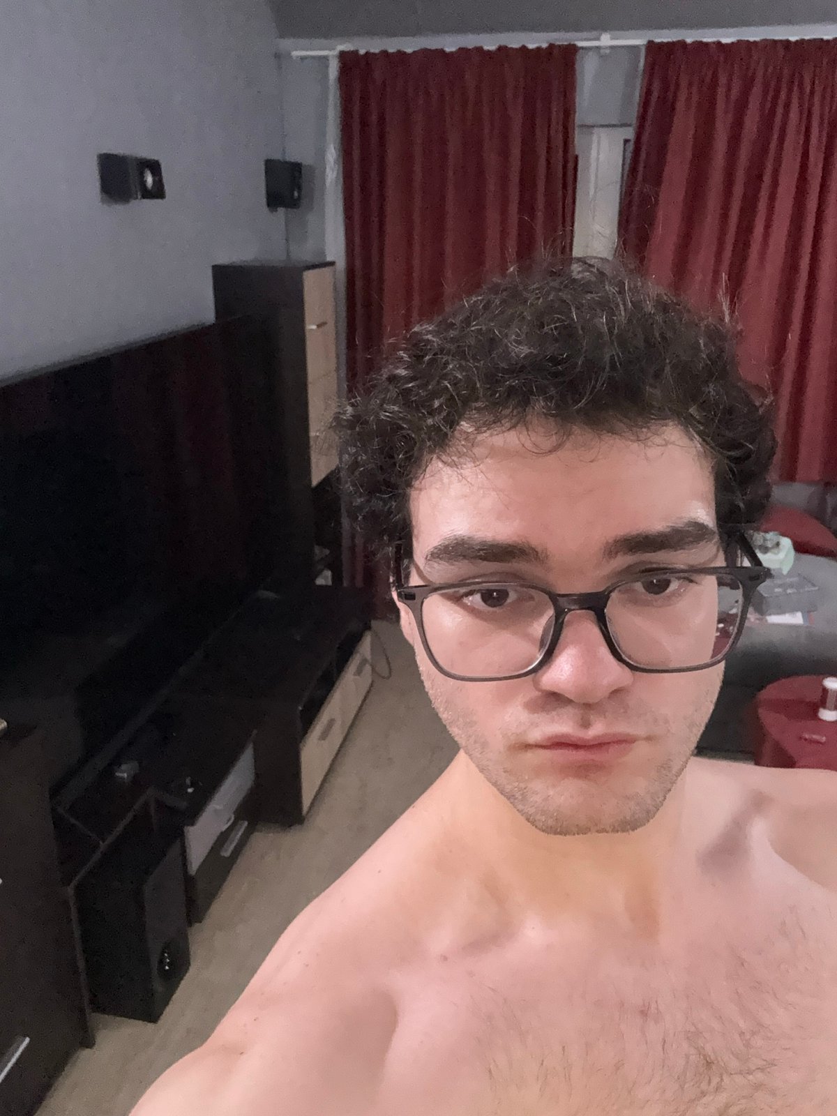 Person takes casual selfies at home in Blagoevgrad