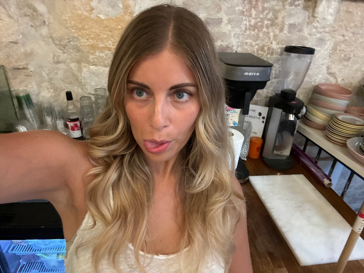 Quick selfie series in a Paris café or kitchen