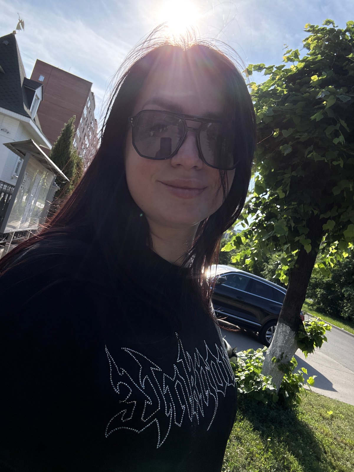 Morning scenes captured: selfie, flowers, Orthodox church with golden domes
