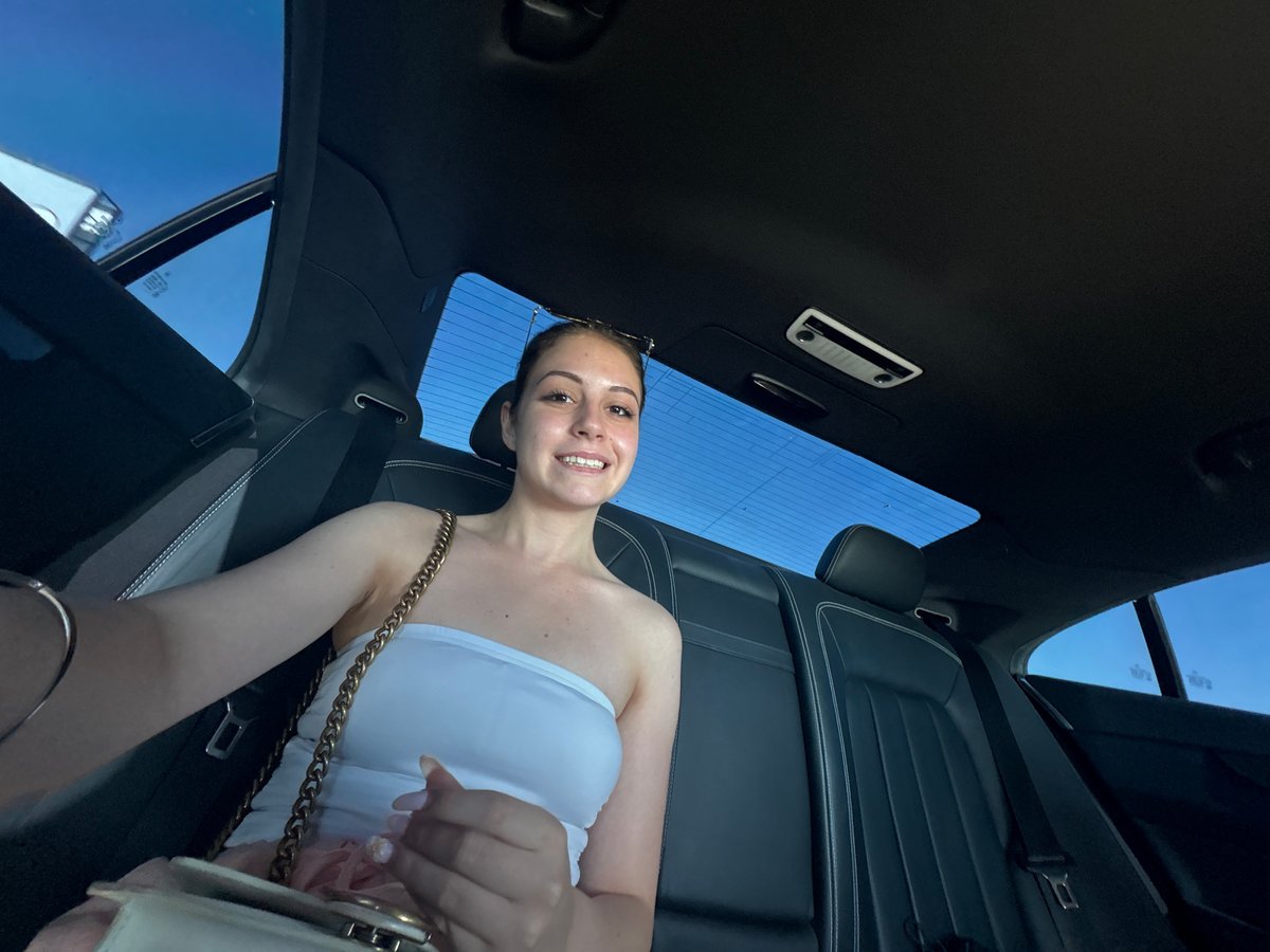 Back seat selfie on the road in Bulgarovo, Bulgaria