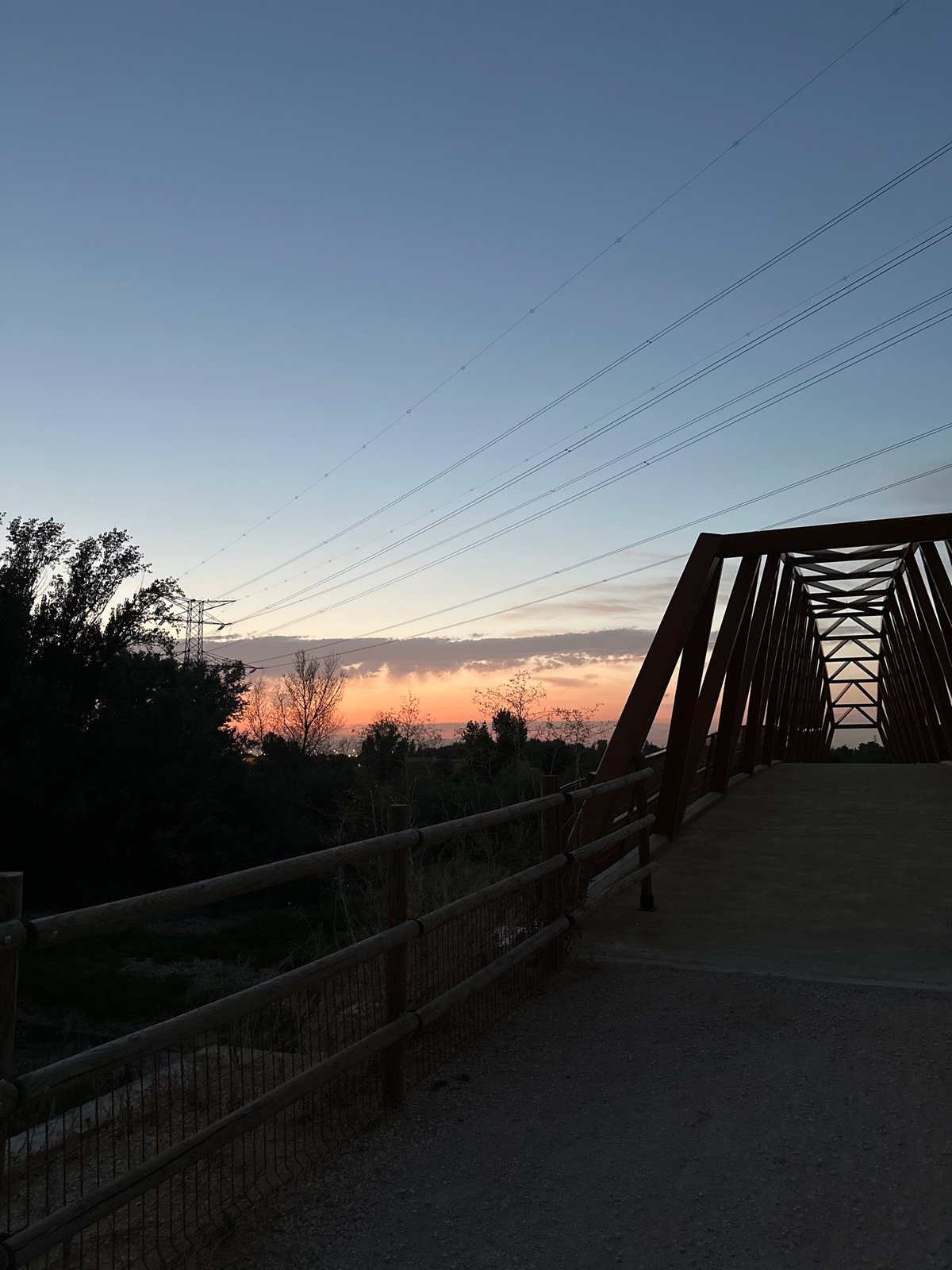 Sunset walk along a dry creek path in Mejorada del Campo