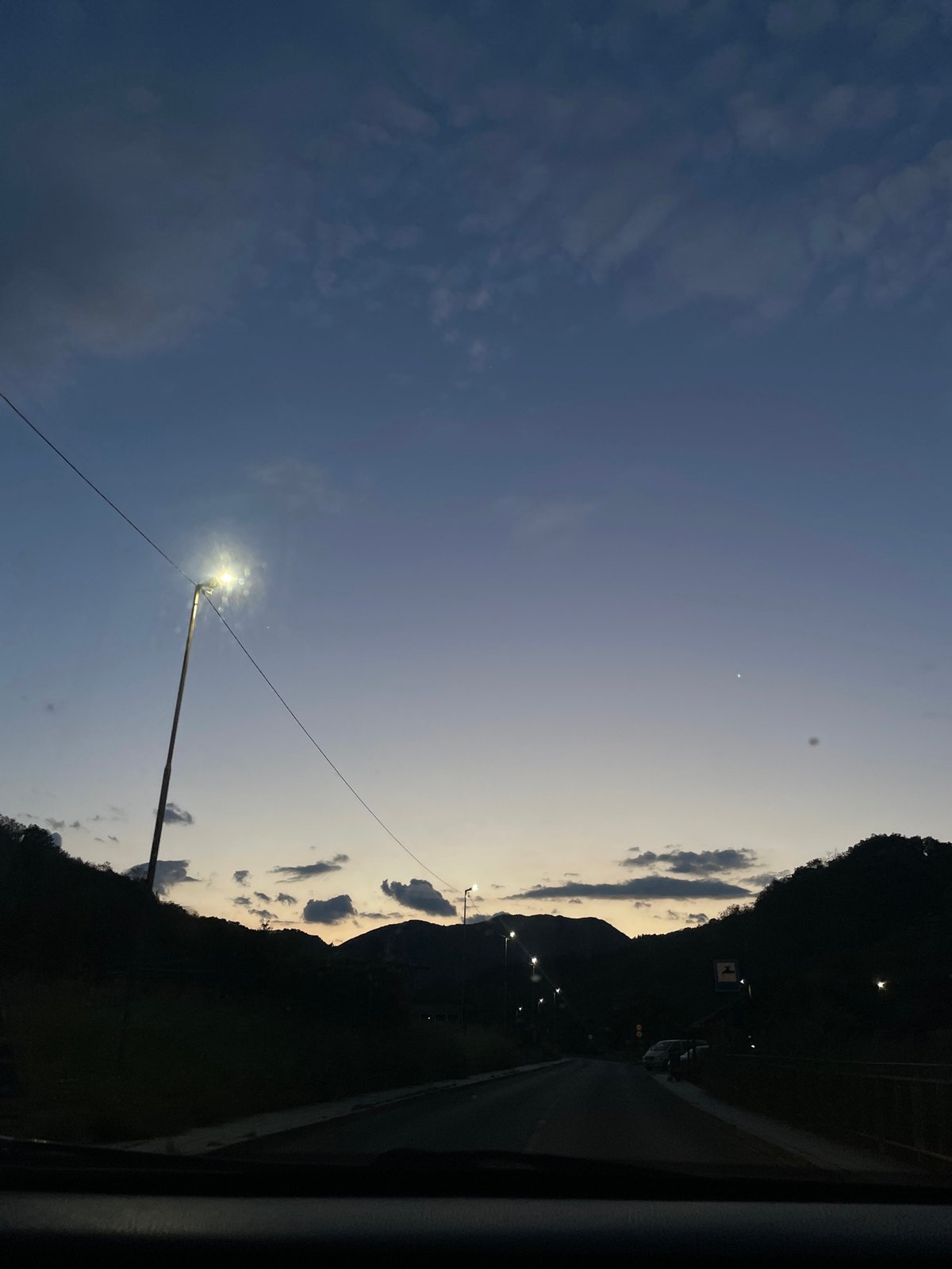 Evening roadway scenes captured in Zlatograd, Bulgaria