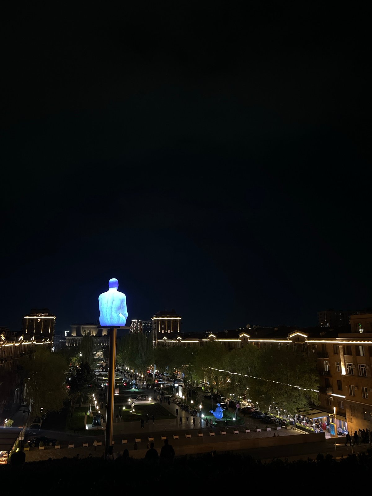 Yerevan's illuminated monuments and cityscape captured at night