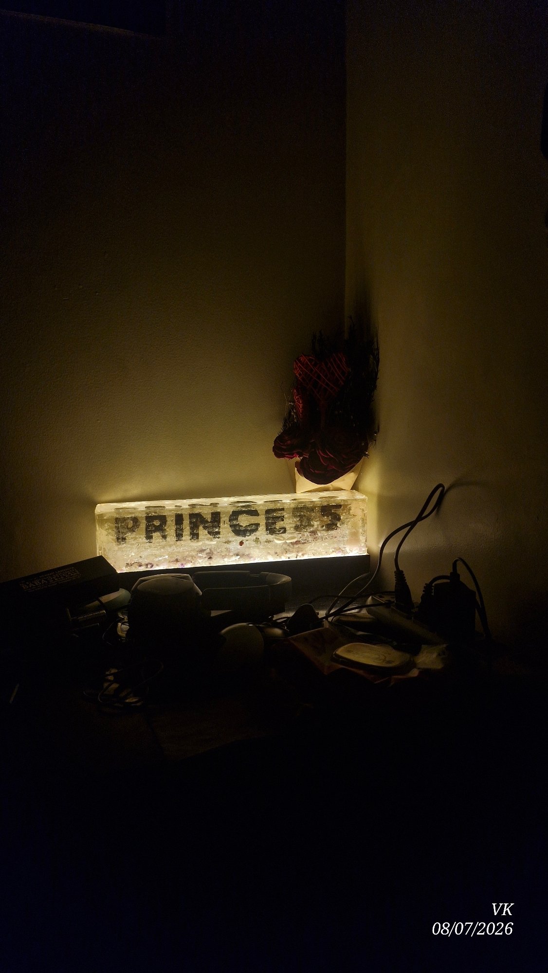 Personal items and room details in a Vrindavan space