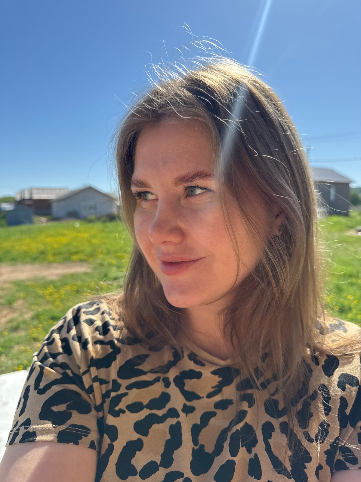 Woman photographed in leopard print top in Ферма, Russia