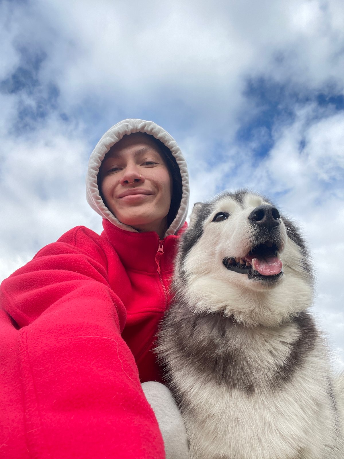 Person and dog photographed together in Izhevsk, Russia