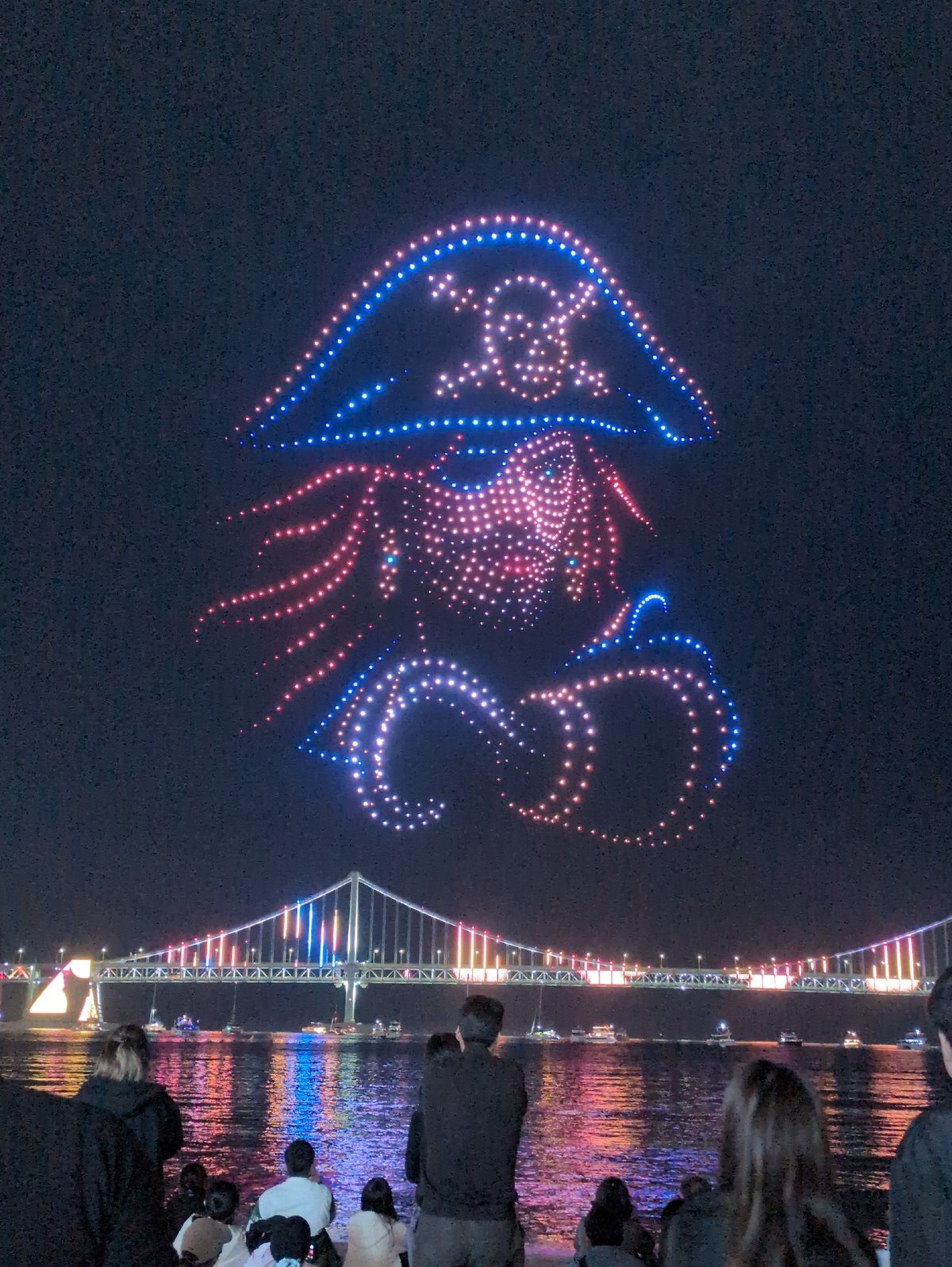 Drone phoenix light show illuminates Busan night sky