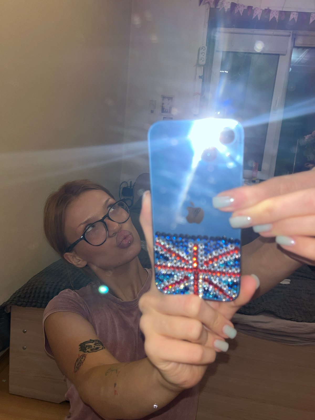 Selfie session with decorated Union Jack iPhone in Chaikovsky