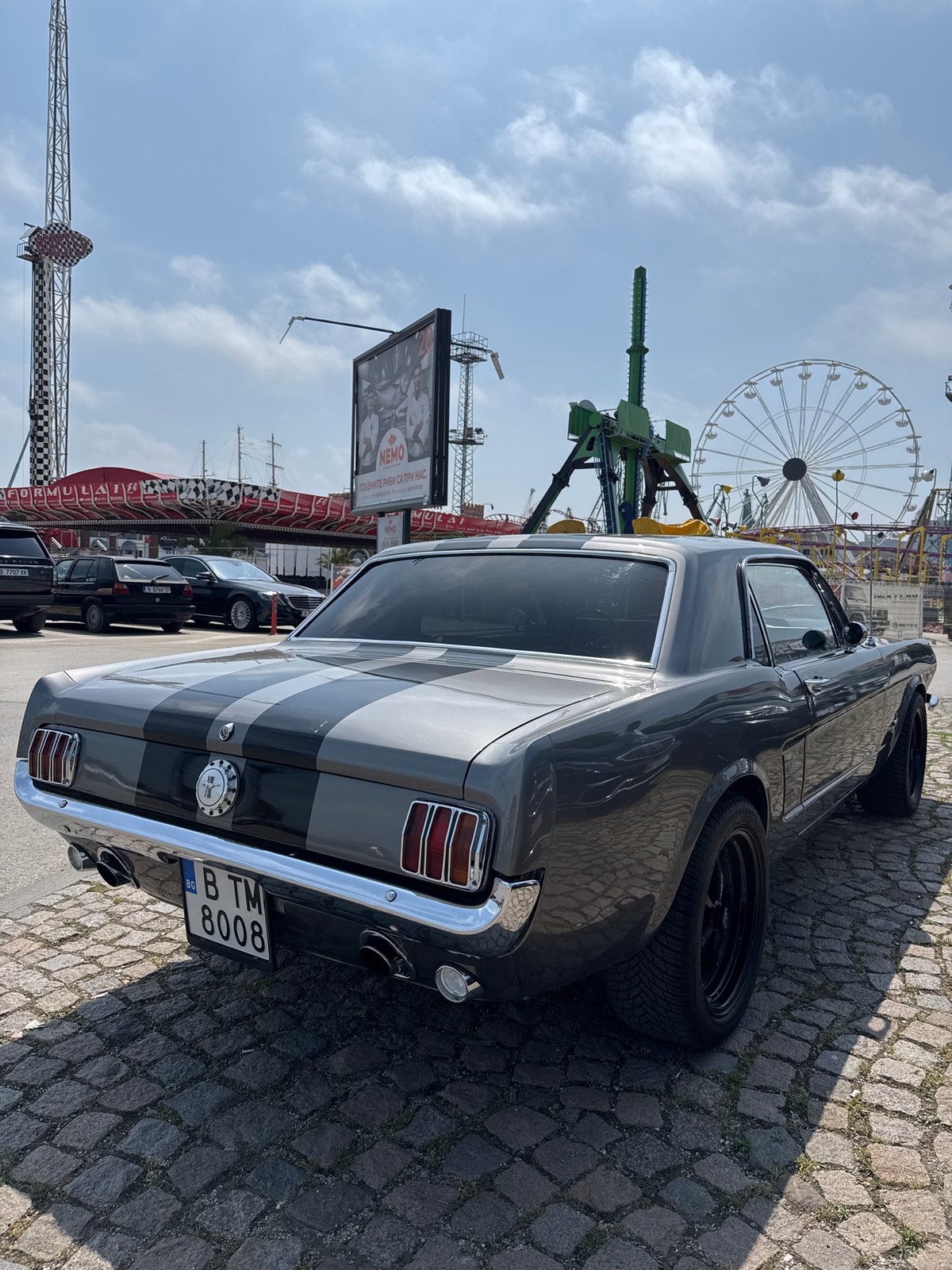 Classic Ford Mustang spotted at outdoor recreational area