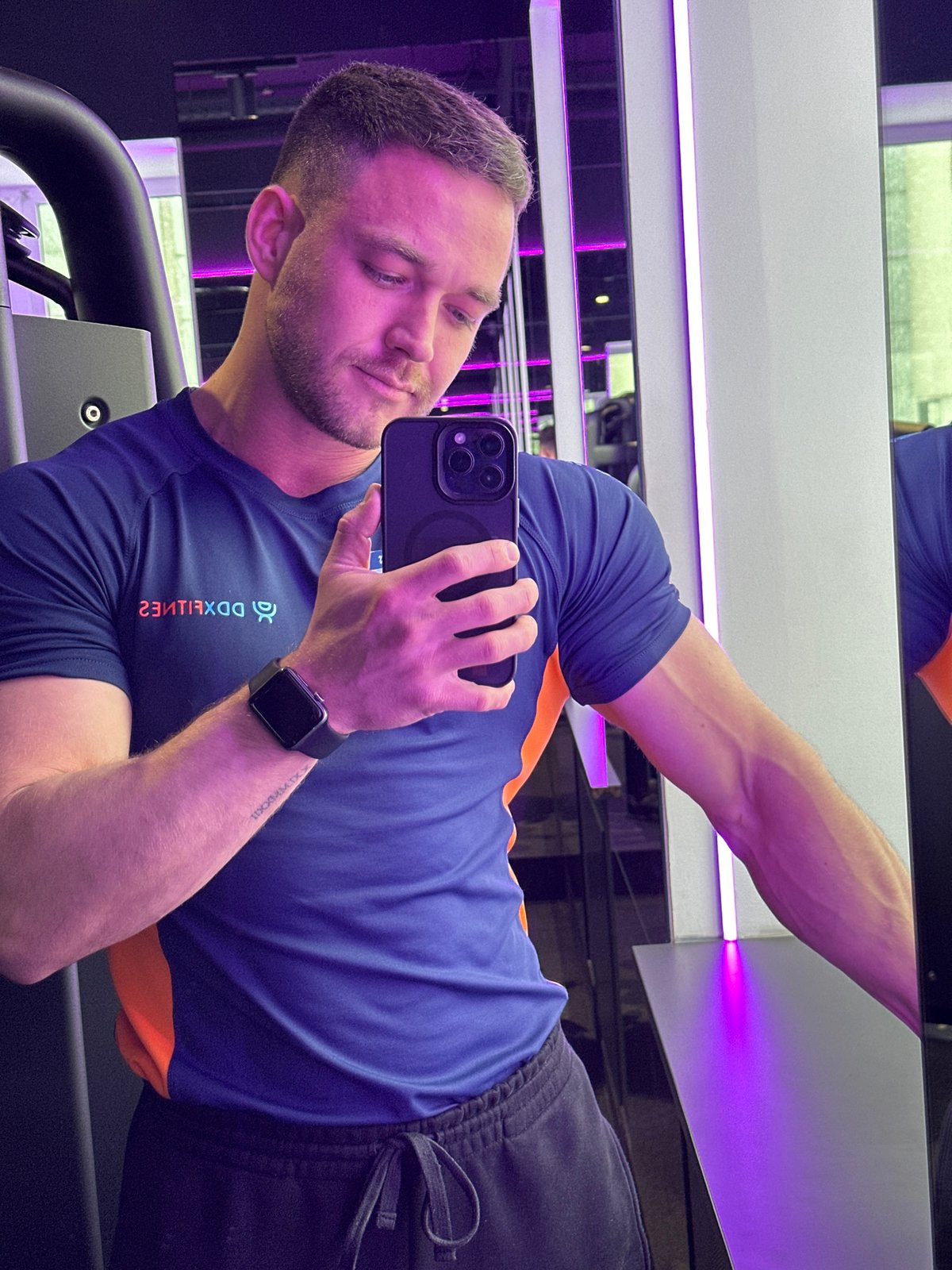Man exercises at gym in Perm, Russia