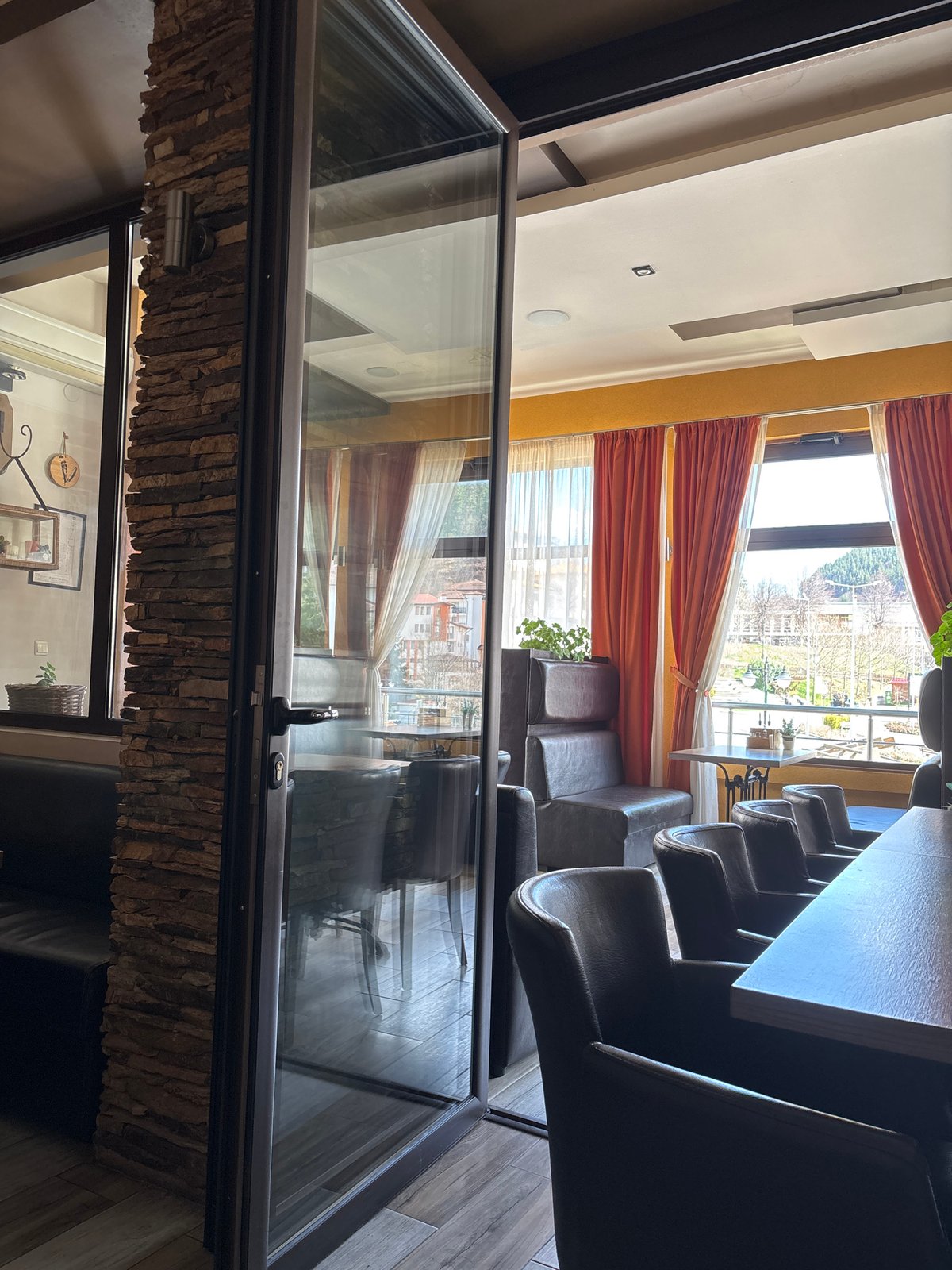 Interior dining room captured in Banite, Bulgaria