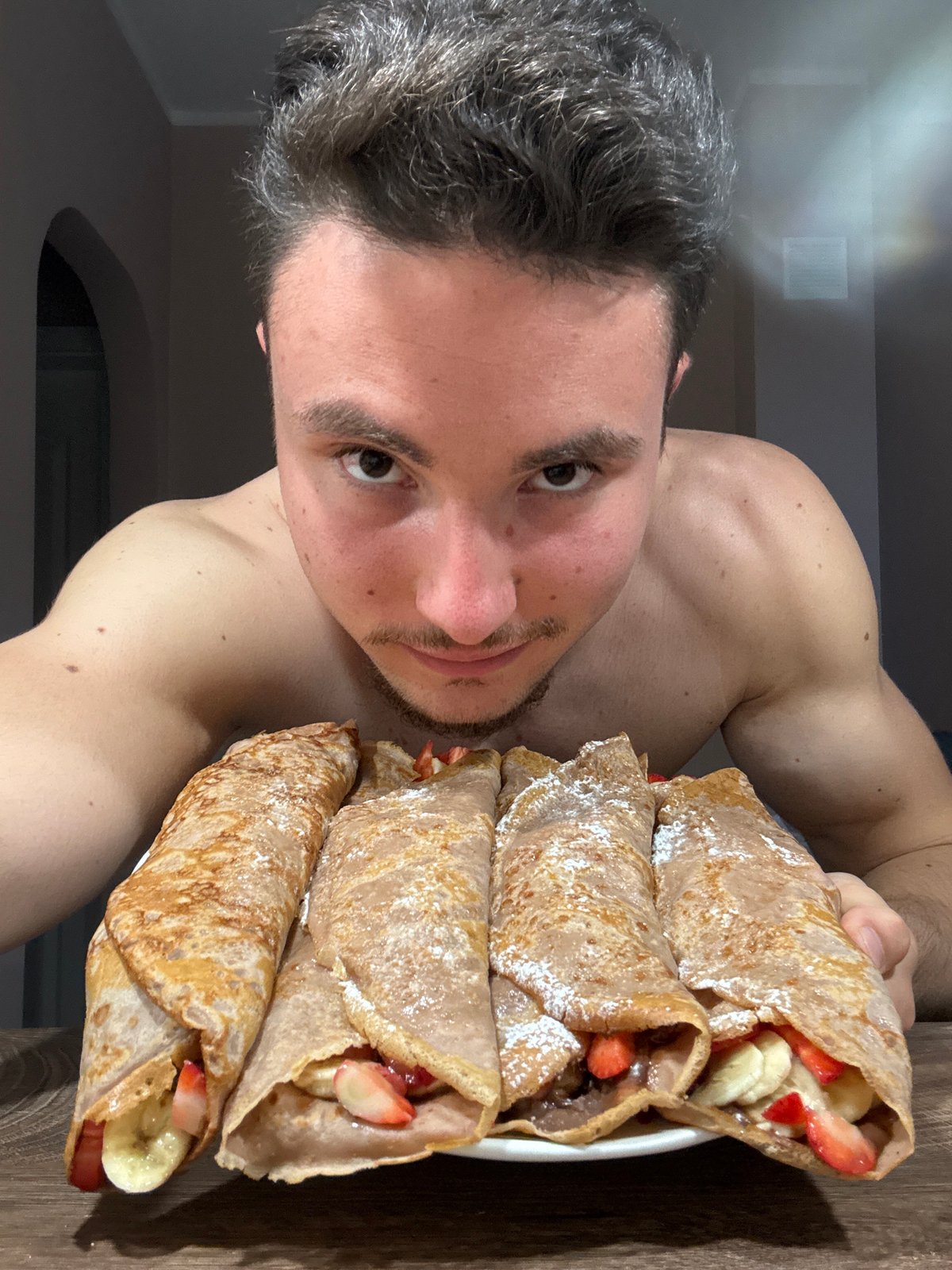 Man documents homemade crepe cooking session in Sofia