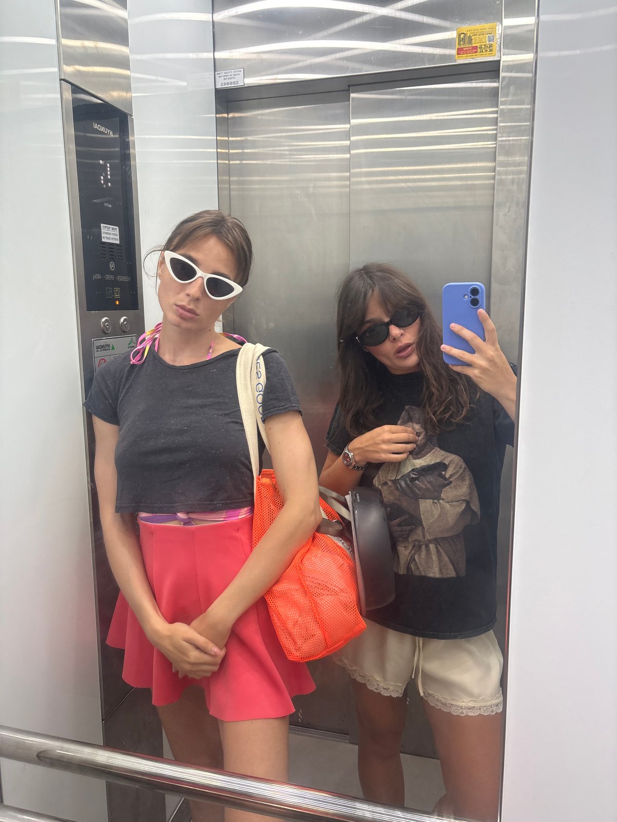 Mirror selfies in Tel Aviv elevators and hallways
