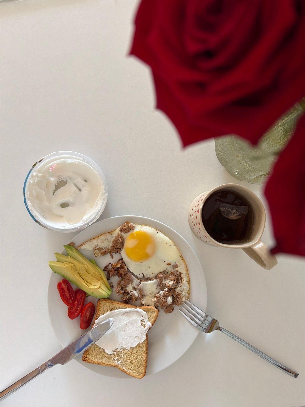 Breakfast meal documented in Tel Aviv, Israel