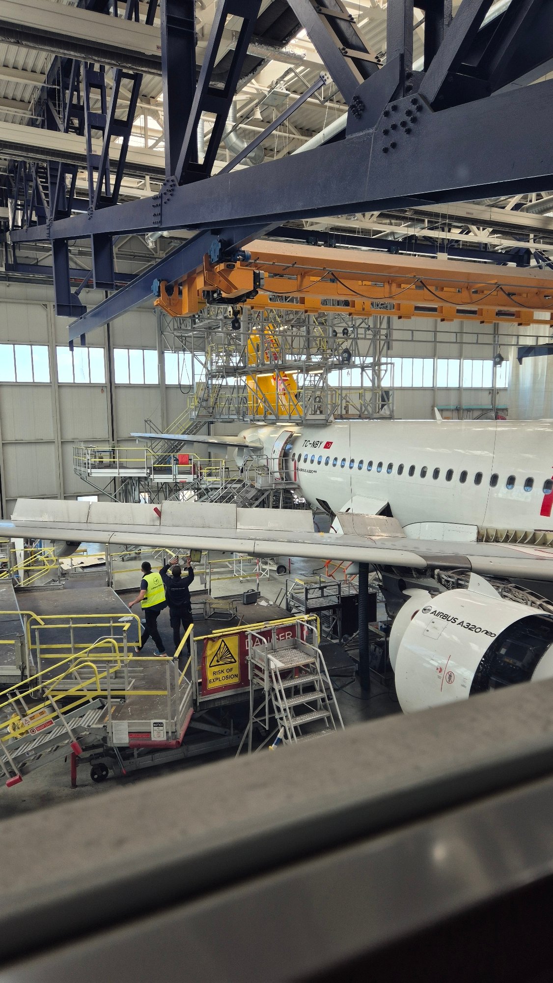 Pegasus Airlines aircraft undergoes maintenance at Sofia hangar