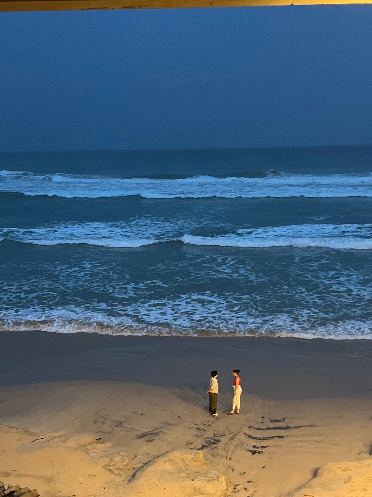 Evening beach activity captured at Ahangama restaurant and shoreline