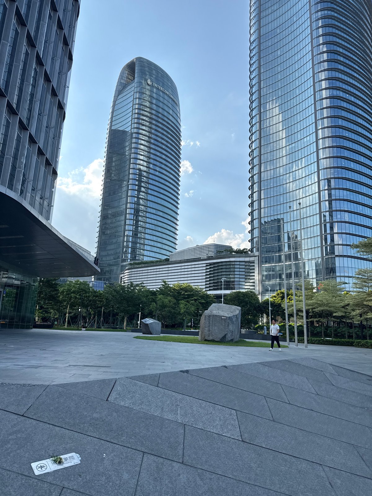 Morning street life around Haizhu District's modern waterfront core