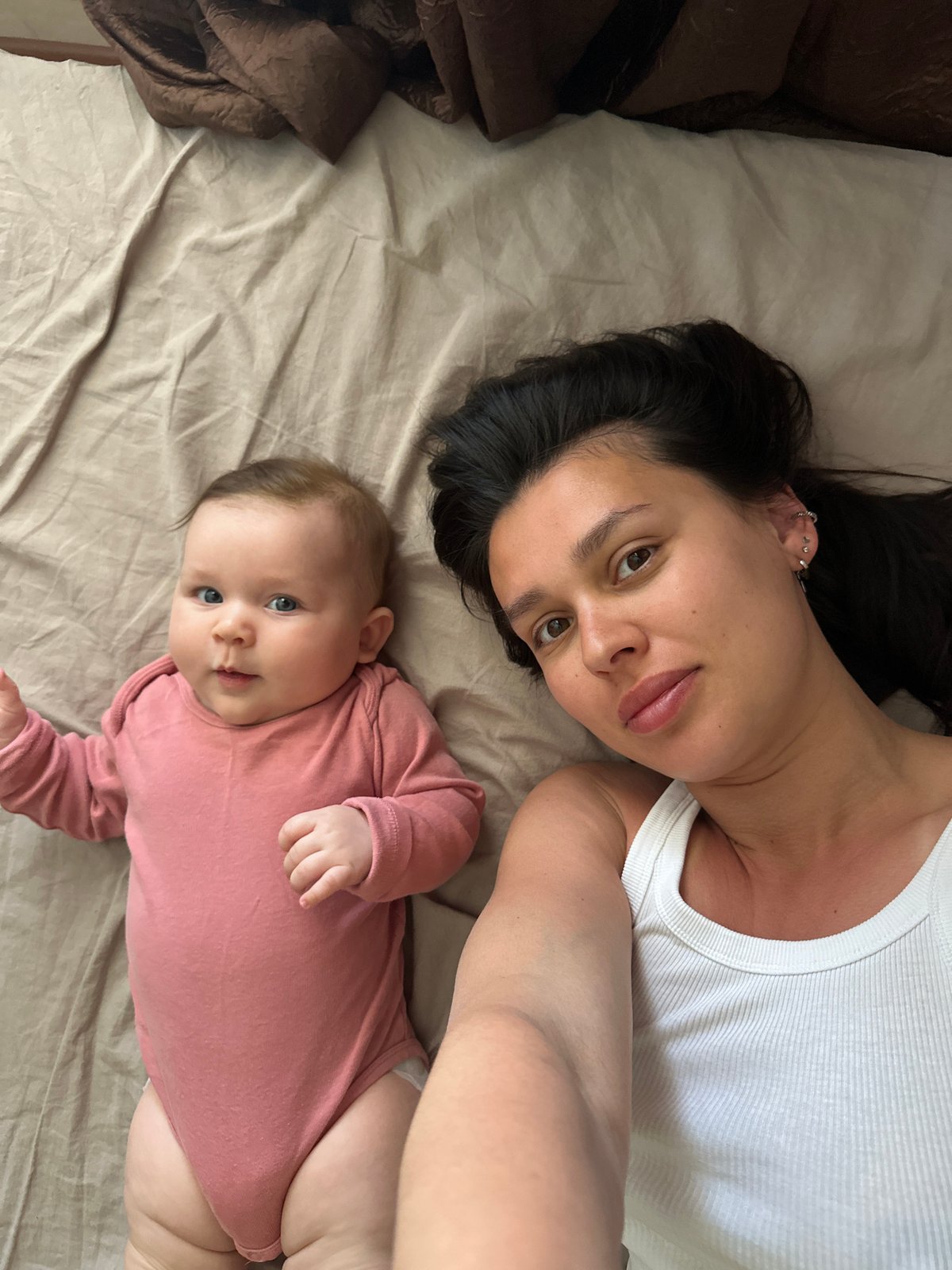 Mother and baby share quiet morning moments in Chaikovsky