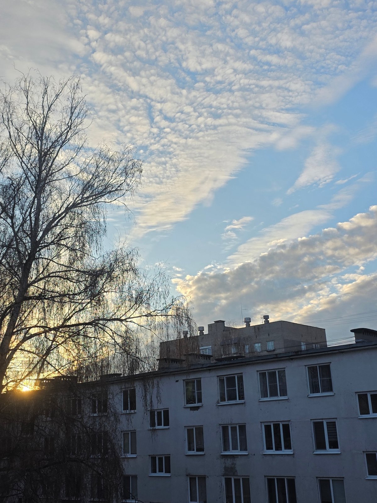 Early morning clouds observed over Chaikovsky, Russia cityscape