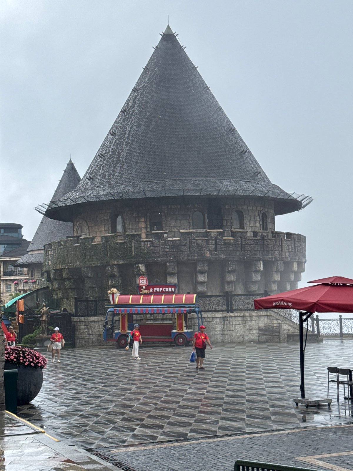 Tourist explores Ba Na Hills French Village theme park