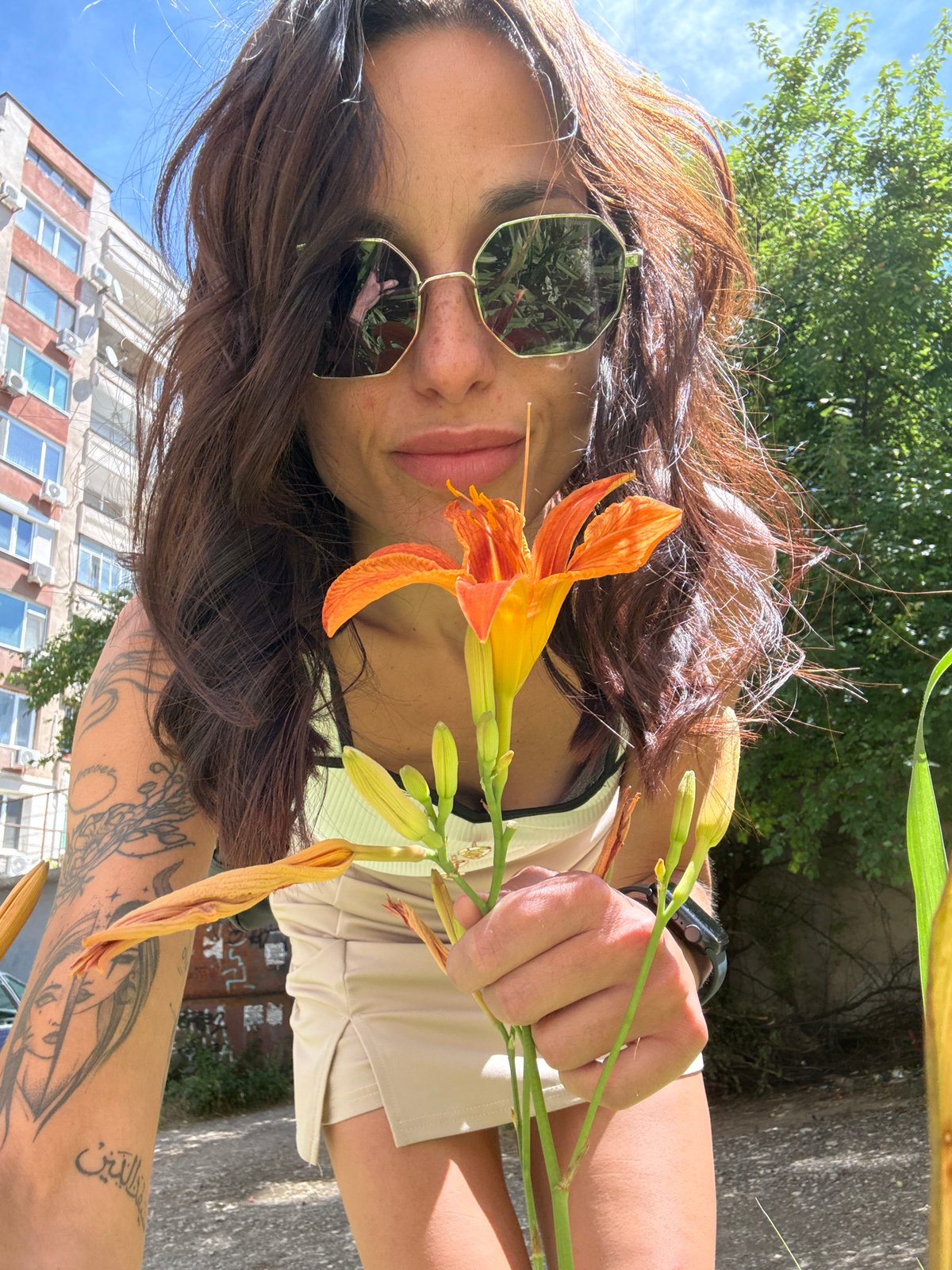 Flower selfies in Pleven, Bulgaria on a June morning