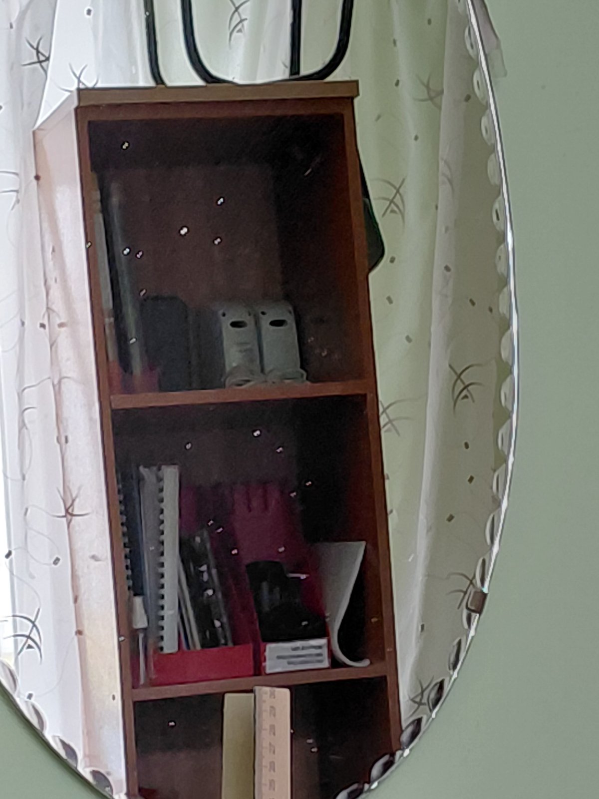 Decorative mirror reflection captured in Nadym, Russia residence