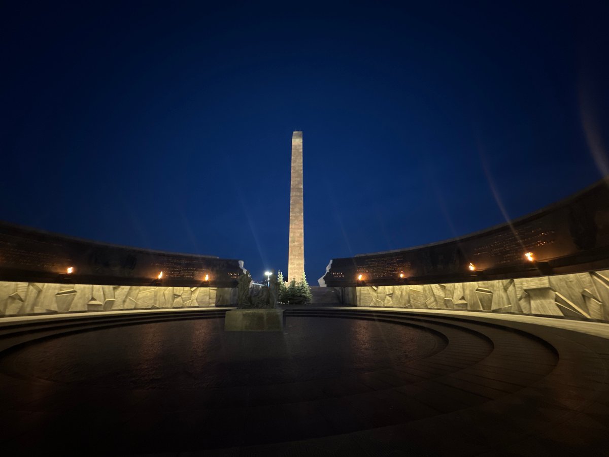 Nighttime documentation of Leningrad monument in Saint Petersburg