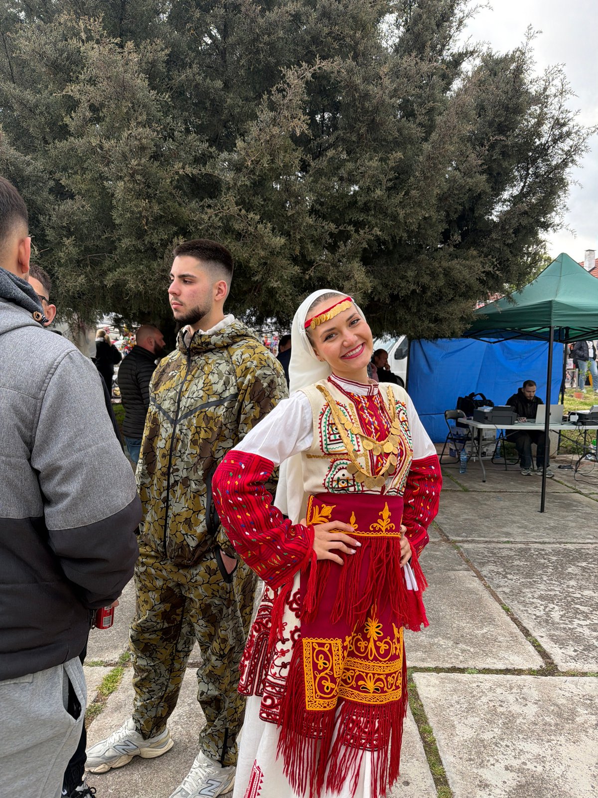 Women in Bulgarian folk costumes documented in Sofia