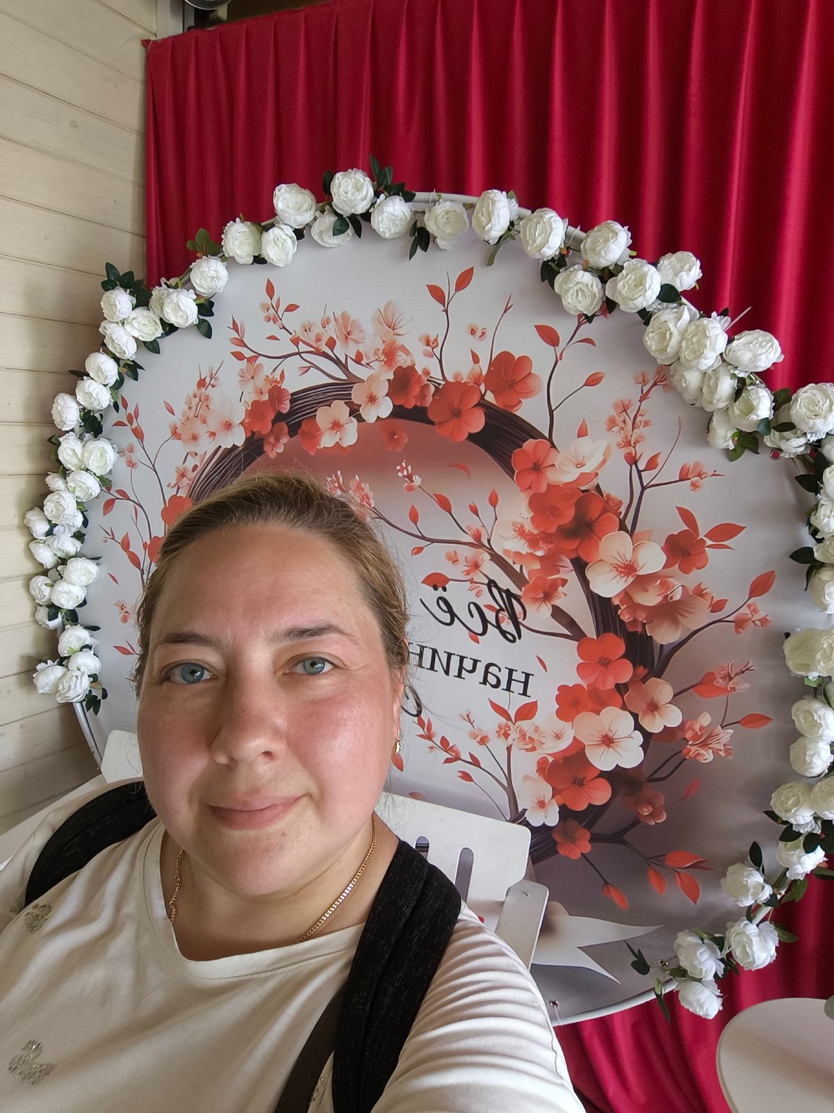 Photo session at decorated event space in Taldom