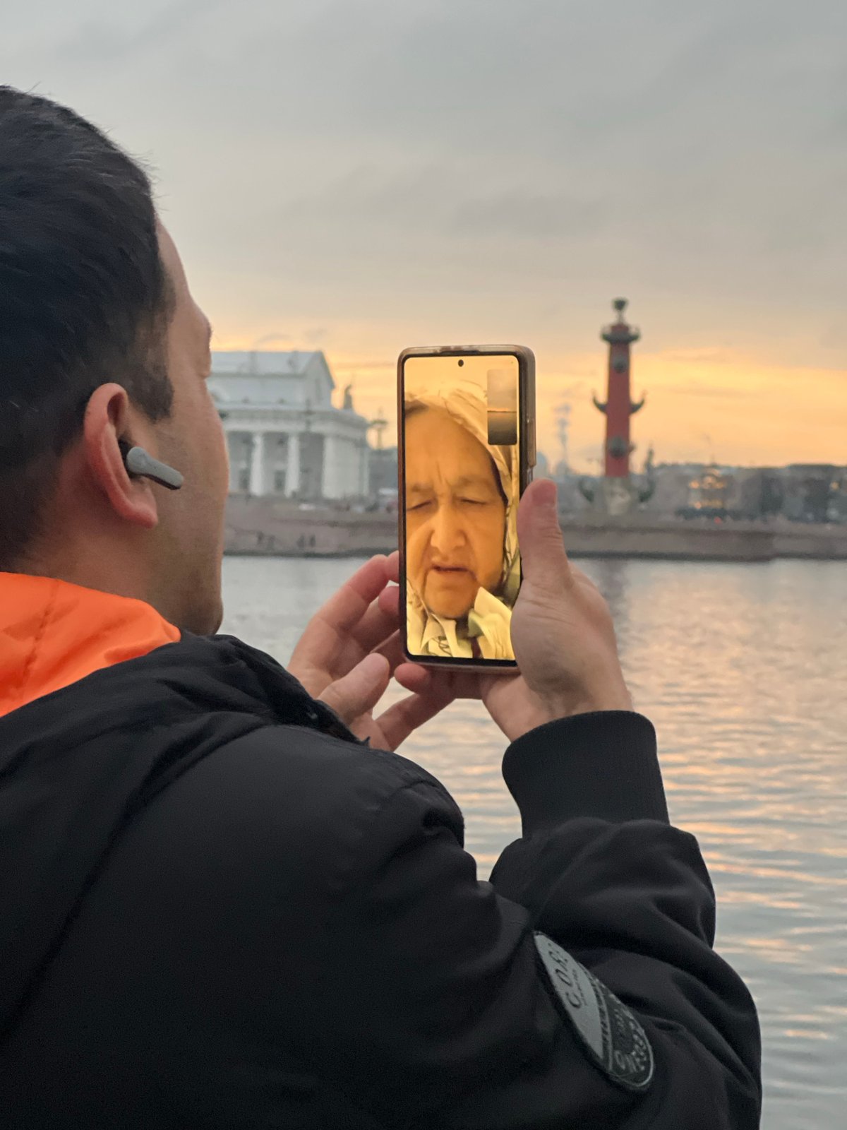 Casual waterfront moments documented across Saint Petersburg