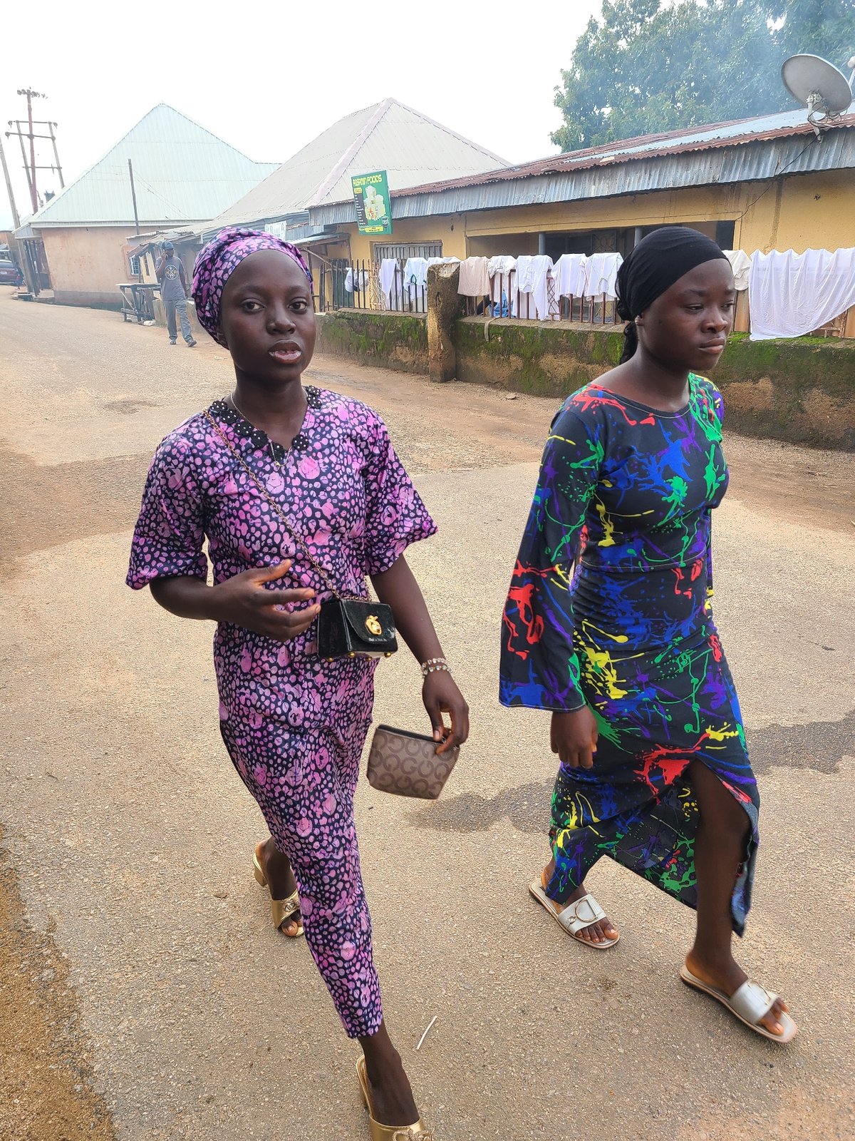 Morning foot traffic on the streets of Jos, Nigeria