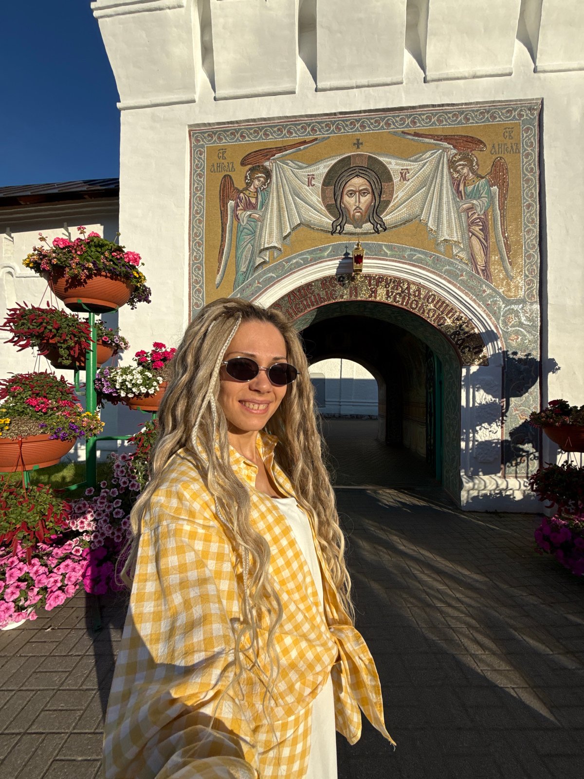 Tourist photographs historic sites and wildlife in Rusanovo, Russia