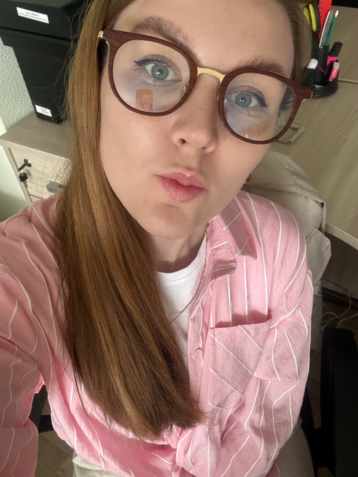 Quick office selfie session in Izhevsk, multiple angles